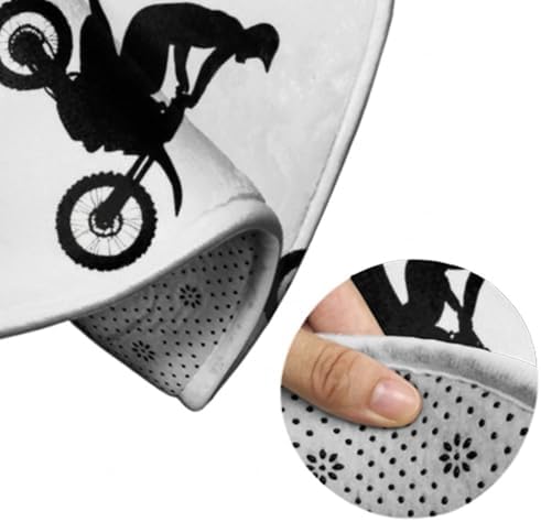 Women's Large Home Decor Mat, Soft Round Yoga Carpet, Non Slip Machine Washable Home Office Circle Rug Extreme Sports Motorcycle Dirt Bike Motocross Rider