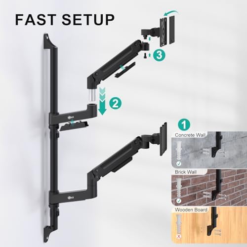 WALI Vertical Dual Monitor Wall Mount for 13-49 inch Screens, 44lbs per Arm