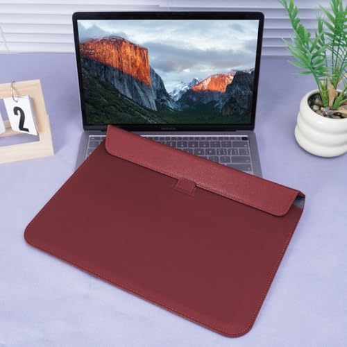PU Leather Laptop Sleeve Case with Stand for 2026 MacBook Neo 13 A3404, 2026-2022 Air13.6'' M5 A3449 M4 A3240 M3 A3113 M2 A2681, 2018-2021 Air 13'', Laptop Bag for 2016-2022 Mac Pro13, Red