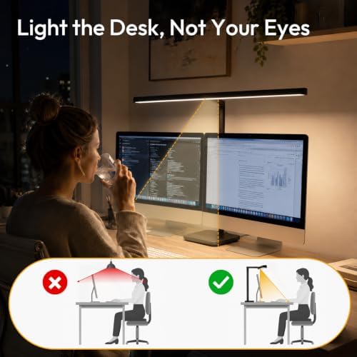 LED Desk Lamp for Home Office,Eye-Caring 18W Touch Desk Light,Black