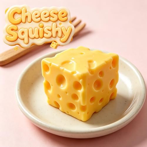 Cheese Squishy Stress Relief Original Sensory Food Squishy Stress Relief Fidget Toy Stress Balls for Adults (Yellow-2PCS)