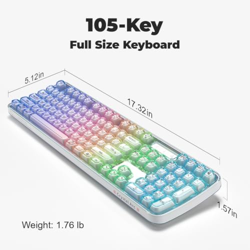 MOFII Clear Curved Ergonomic Wireless Keyboard, Tri-Mode BT5.0/2.4G/USB-C