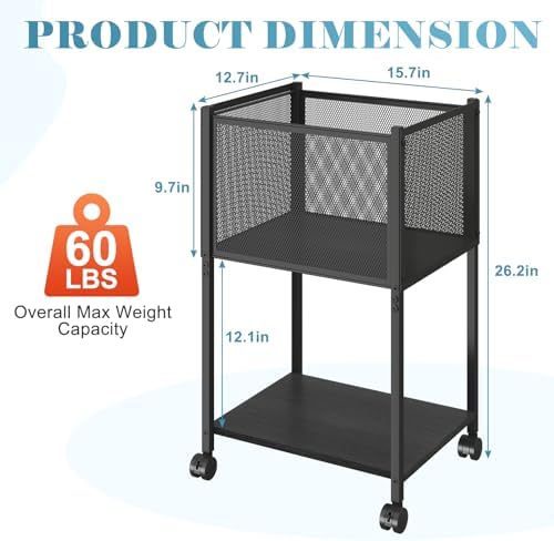 Sbanmao Letter/Legal Rolling File Cart, Narrow Mobile File Cabinet with Wheels Hanging Files, Metal Hanging File Folder Cart File Organizer Under Desk Storage for Home Office, Black