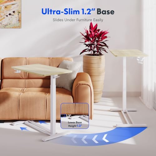 FLEXISPOT H7 28" Pneumatic Height-Adjustable Overbed Table with Wheels