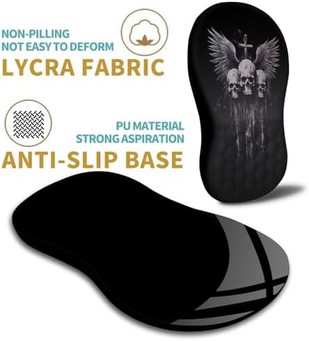 Hokafenle Ergonomic Mouse Pad Wrist Support with Massage Design, Wrist Rest Pain Relief Mousepad with Memory Foam&Non-Slip PU Base, Mouse Pads for Wireless Mouse & Desk (12x8 inch,Demon Angel)