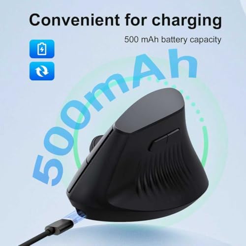 Ergonomic Bluetooth Mouse, Wireless Rechargeable Vertical Mouse for Carpal Tunnel with USBC & BT 5.0/3.0 & 2.4G Connect, Silent, Easy to use, 6 Buttons for Laptop PC MacBook Desktop Computer