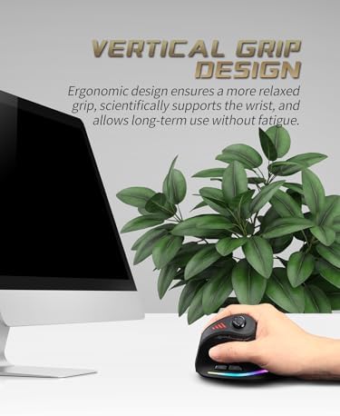 Zeerkeer Ergonomic Vertical Mouse with 5D Rocker, 24000 DPI/12 Programmable Button, Wireless Gaming Mouse