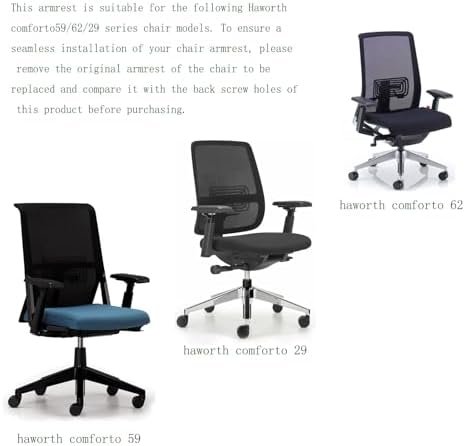 Replacement armrest Pads Compatible with Haworth Comforto 59/29/62 Office Chairs, Black (one Pair)