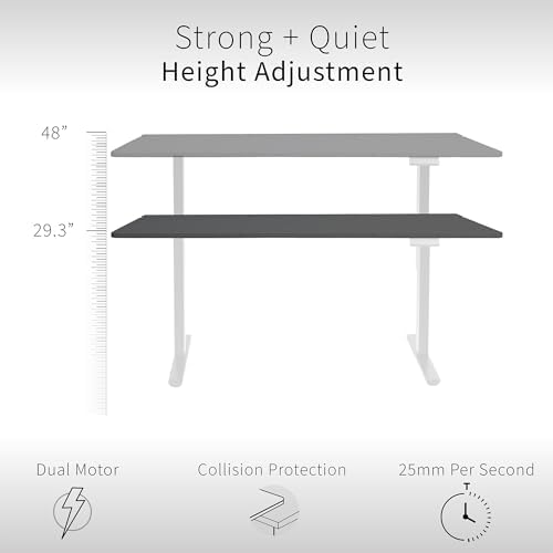 VIVO Electric 60 x 30 inch Standing Desk with Concealed Trays and Full-Size Mouse Pad, Dual Motor Memory Controller Height Adjustment, Black Top White Frame, DESK-KIT-E2W-P3B