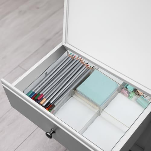 ZEXALOR Adjustable Clear Drawer Organizer, Plastic Drawer Divider Tray with Removable 9 Sections for Desk,Bathroom,Office,Makeup,Junk