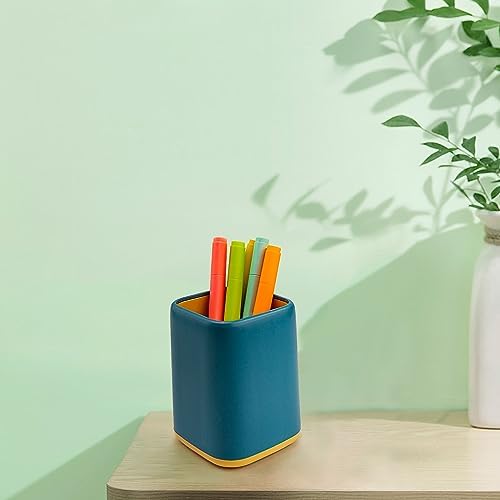 ZUFECY Desk Pen Holder, Desktop Organizer Storage Case Stationery Scandinavian Design for School, Home, Office (Blue)