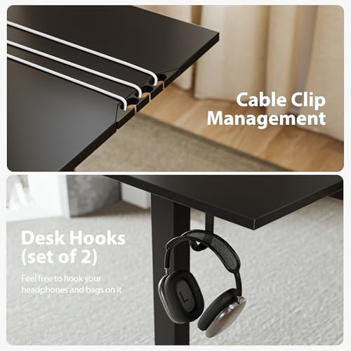 Agilestic 63 x 55 Inch L Shaped Electric Standing Desk, Black
