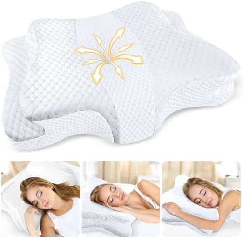 CHxxy Memory Foam Pillows, Cervical Pillow for Neck & Shoulder Pain Relief
