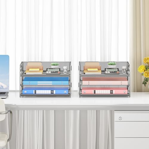 Paper Tray Organizer for Desk Organizers and Accessories 2P Silver