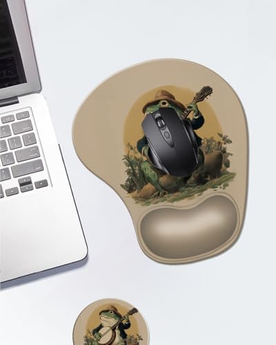 Ergonomic Mouse Pad with Wrist Rest,Comfortable Computer Gel Mouse Pad Wrist Support for Laptop,Pain Relief Mousepad with Non-Slip PU Base Frog