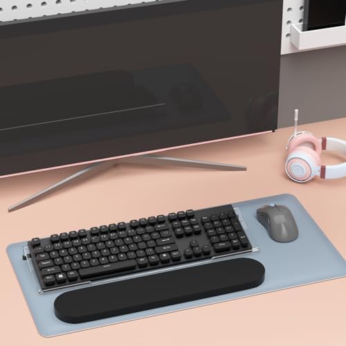 Richboom Ergonomic Computer Keyboard Stand - Tilt PC Keyboard Stand Riser for Easy Typing, Acrylic Keyboard Tray Holder for Office Desk, Home, School, with Silicone Anti-Slip Case, Clear