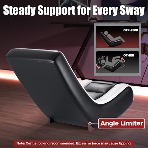 GTPLAYER Floor Rocker Gaming Chair – Adjustable Angle Limiter, Ultra Lightweight Ergonomic Floor Rocking Game Seat for Gaming and Lounging, White