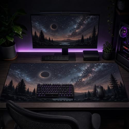 XL Desk Mat 31.5x15.7Inch Galaxy Starry Sky Mouse Pad,Large Gaming Desk Pad