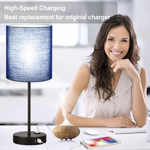 Lynnoland 2 Pack Touch Control Table Lamps with 2 USB & AC Outlet, 3-Way Dimmable Bedside Nightstand Lamps for Bedroom Living Room Nursery, 800 Lumens 5000K Daylight Bulbs Included
