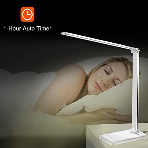 AFROG Multifunctional LED Desk Lamp with USB Charging Port, 5 Lighting Modes,5 Brightness Levels, Sensitive Control, 30/60 min Auto Timer, Eye-Caring Office Lamp,8W,5000K