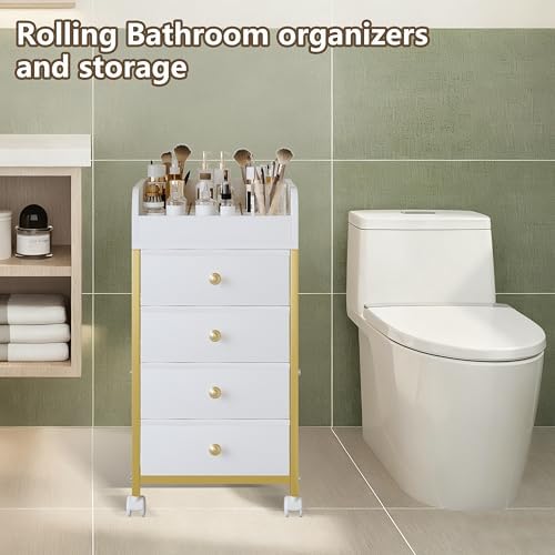 Rolling Makeup Organizer Cart - Under Desk Vanity Cart with Drawers
