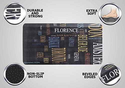 Mabel Home Anti Fatigue Floor Mat- 3 Size(20x32 & 20x39 & 24x70),16 Colors - Standing Desk Mat-Kitchen Floor Mat-Stain ResistantHome Non-Slip Bottom, Extra Soft (Typography, 24" x 70")