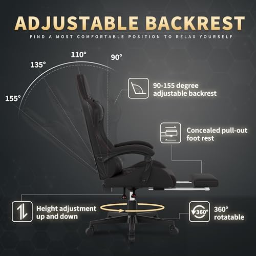 Gamtimer Gaming Chair, 400 LB Weight Capacity,with Pocket Spring Cushion