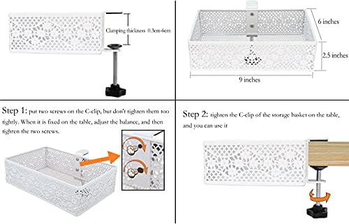 Under Desk Drawer, Clamp on Desk Organizer Under Table Hanging Desk Storage