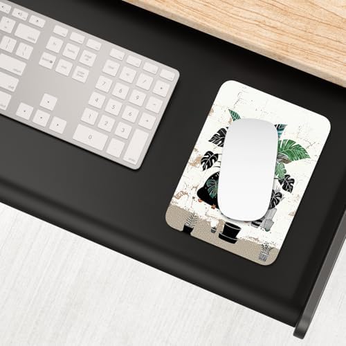 Small Mouse Pad, Mini Mouse Pad 6 x 8 Inch, Thick Rubber Waterproof Mouse Mat, Cute Mousepad for Women Men Wireless Mouse Laptops Home Office, Cat and Plants