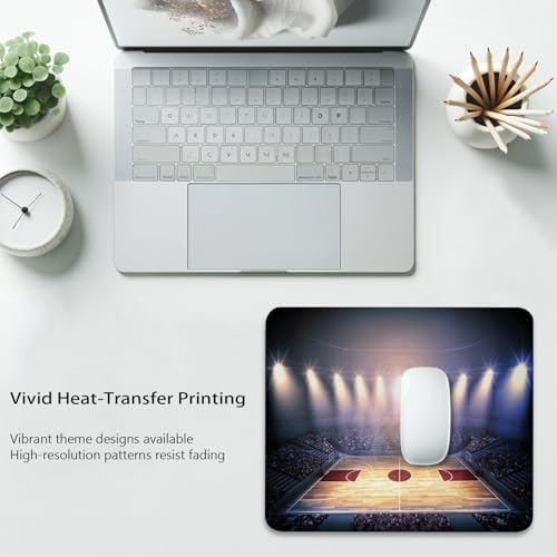 Crowded Basketball Arena Mouse Pad, Game Tournament Sport Design Desk Mat