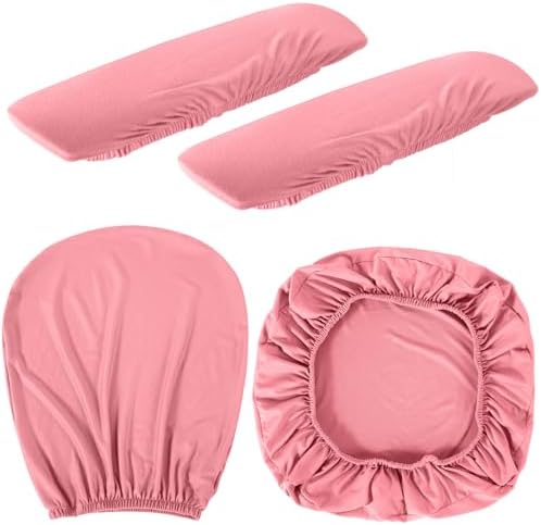 Tallew 4 Pcs Office Chair Covers Set Computer Universal Protective Stretchable Chair Seat Covers Desk Armrest Cover Slipcovers Pads Office Cushion Backrest for Rotating(Regular,Watermelon Pink)