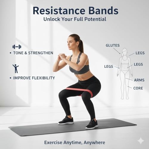 Resistance Bands Set 6 Pack for Exercise, Pilates and Yoga