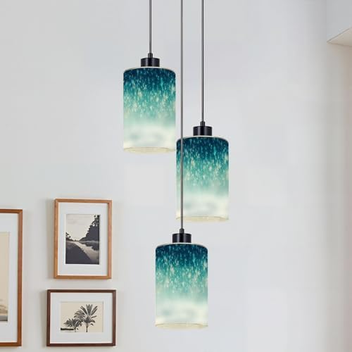 2 Pack Cylinder Glass Lamp Shade Winter Snowfall snowflakes turquoise blue Cold winter Christmas New Covers with 1-5/8" Fitter Opening Light Fixture Replacement for Table Lamp Bathroom Vanity Light