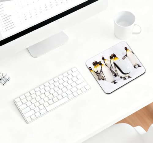 9.5x7.9 Inch Office/Gaming Mouse Pad, Group of Emperor Penguins On A Snowy Landscape Cute Anti-Slip Mat for Desk
