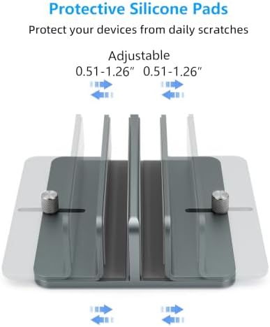 Vertical Laptop Stand, Dual Slot Adjustable Laptop Holder for Desk