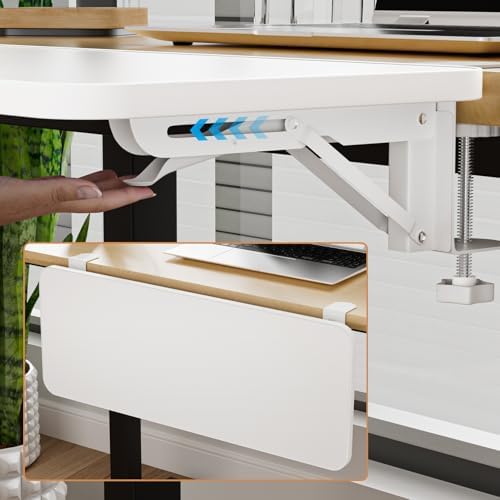Keyboard Tray Under Desk,Adjustable Mouse Computer Keyboard Platform Tray Keyboard Holder with C Clamp 90 Degree Folding Keyboard Tray Desk Extender for Typing, Ideal Desk Office Desks White