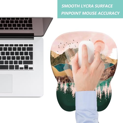 Mouse Pad with Wrist Support, Ergonomic Mousepad with Comfortable Memory Foam Wrist Rest Cushion, Relieve Wrist Pain, Non-Slip Rubber Base Gaming Mice Pad for Home Office Computer Laptop, Sunrise