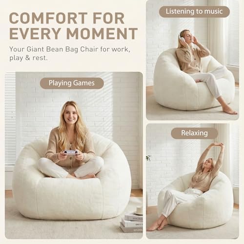HUGHEAVEN Max Giant Bean Bag Chair, Bean Bag Sofa for Adults & Teens