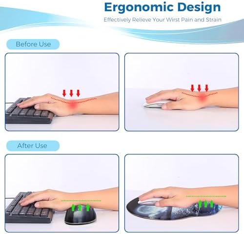 Mouse Pad and Keyboard Wrist Rest Support,Ergonomic Mouse Pad Set