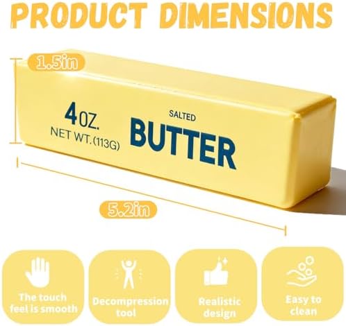 Slow Rising Squishy Butter Squeeze Toys Pack Sensory Stress Relief Squishies Soft & Stretchy Fidget Toys for Anxiety Relief Party Favors Squishy Butter (1pc)