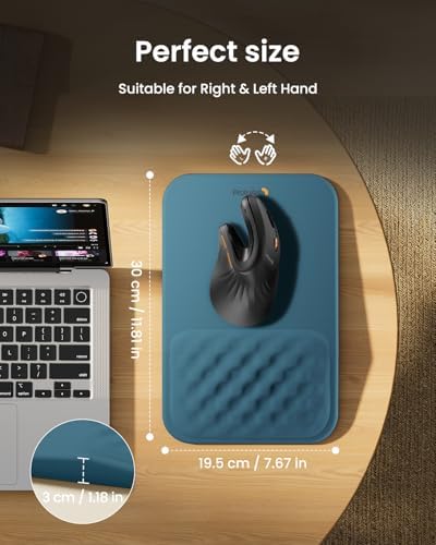 ProtoArc MP50 Ergonomic Mouse Pad with Wrist Support, Lycra Surface, Blue