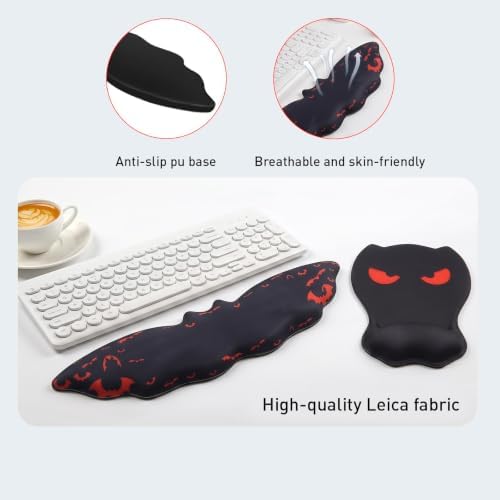 Ergonomic Keyboard and Mouse Wrist Rest 2 in 1 Set, Red Orange Bats