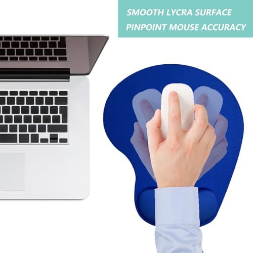 Mouse Pad with Wrist Support, Ergonomic Mouse Pads with Memory Foam Wrist Rest, Easy Typing Pain Relief, Comfortable Home Office Computer Wrist Support Pads for Working Studying Gaming, Blue