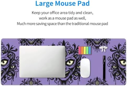 Beauty Haunted Mansion Wallpaper Stretching Room Large Mouse Pad, 31.5x12 Inch Gaming Desk Mat, XXL Non-Slip Rubber Base Computer Pad with Durable Stitched Edges for Work and Play
