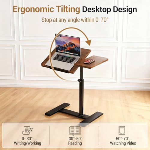 Rolling Adjustable Laptop Desk, Sit Stand Desk with Wheels