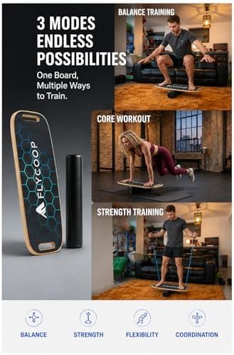 Balance Board for Adult with Adjustable Stoppers: 3 Modes Wobble Board with Roller Exercise Balancing Stability Trainer for Improve Balance Non Slip Surface