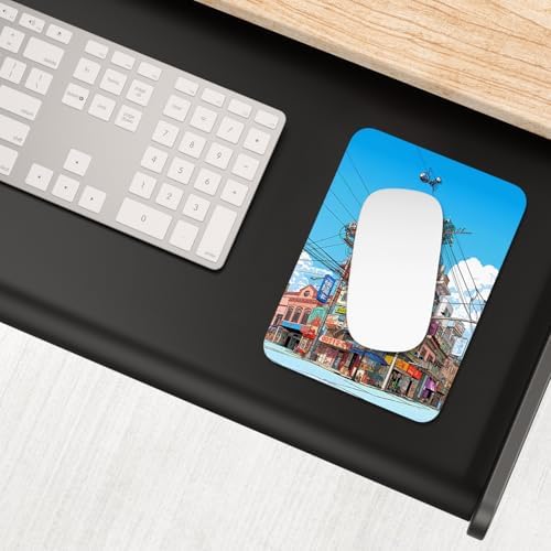 Small Mouse Pad, Mini Mouse Pad 6 x 8 Inch, Thick Rubber Waterproof Mouse Mat, Cute Mousepad for Women Men Wireless Mouse Laptops Home Office, Streetscape