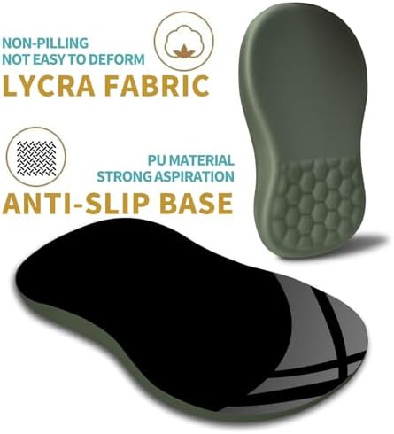 Hokafenle Ergonomic Mouse Pad Wrist Support with Massage Design, Wrist Rest Pain Relief Mousepad with Memory Foam&Non-Slip PU Base, Mouse Pads for Wireless Mouse & Desk (12x8 inch,Olive Green)