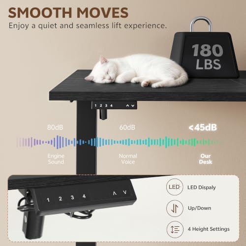 47 Inch L Shaped Desk with 3 Drawers Electric Standing Desks Black