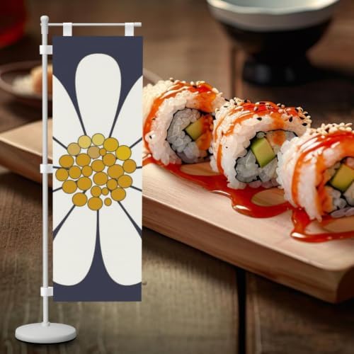 Daisy-White Floral Design Deluxe Desk Flag Set, 12 x 4 Inch Miniature Table Flag with 14" Pole & Stand Base